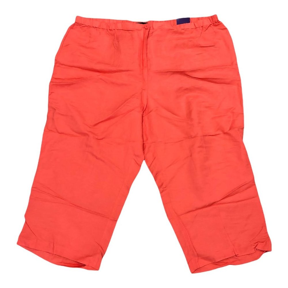 Lane Bryant Womens Coral Salmon Linen Capri Pants Size 26 Plus Size New